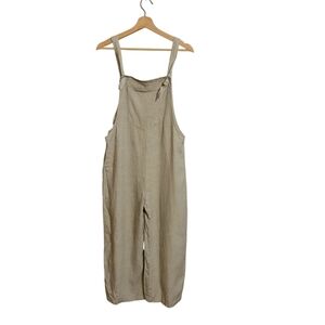 Zara Beige Wide Leg Crop Jumpsuit